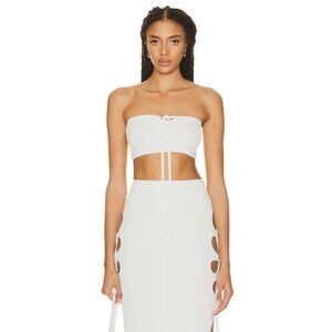 Casablanca Cut Out Ribbed Bralette in White Small New Womens Cropped Tube Top